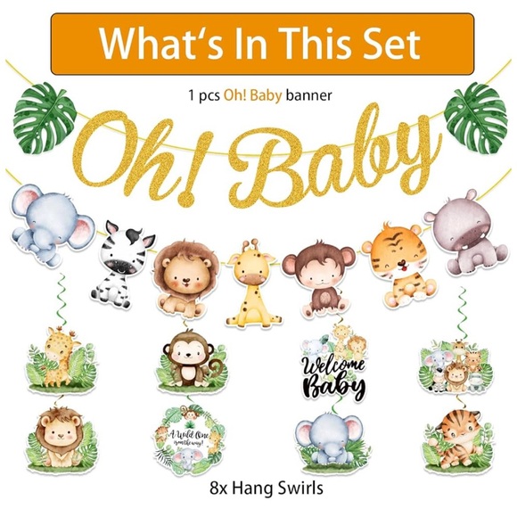Safari “Oh Baby “Baby Shower Decorations ,Jungle Baby Shower Decorations - Picture 4 of 6